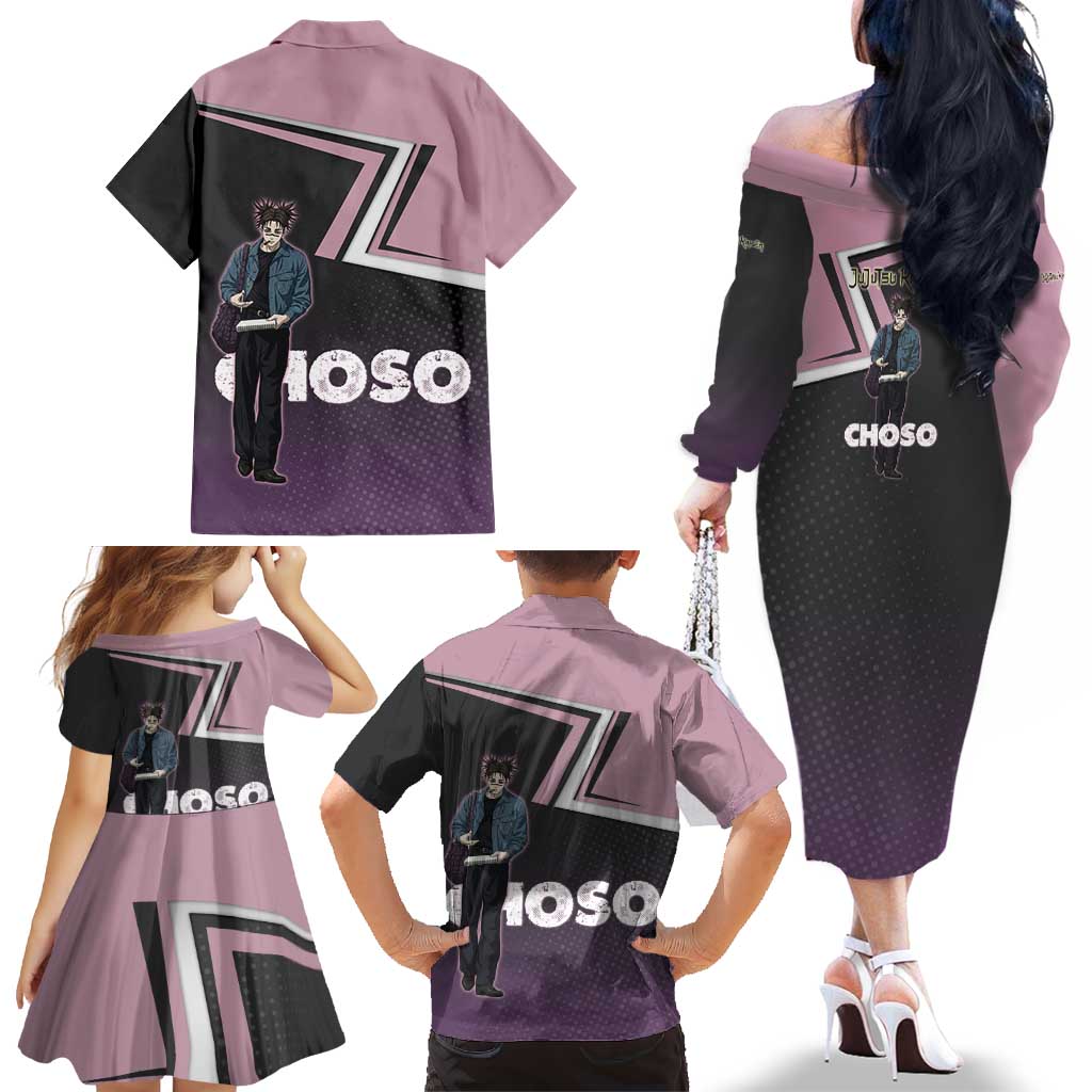 Choso Family Matching Off The Shoulder Long Sleeve Dress and Hawaiian Shirt Jujutsu Kaisen Street Artist Aesthetic