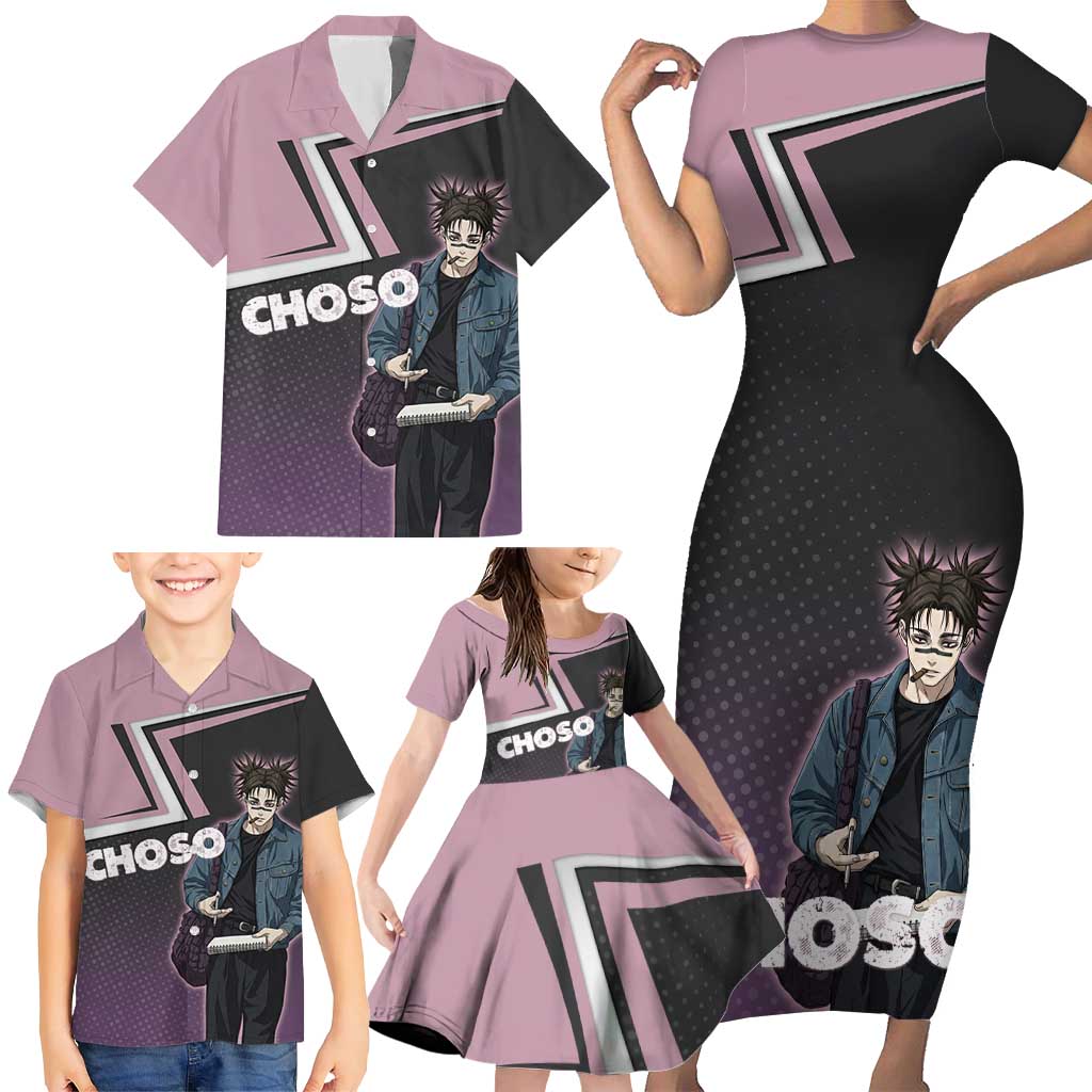 Choso Family Matching Short Sleeve Bodycon Dress and Hawaiian Shirt Jujutsu Kaisen Street Artist Aesthetic