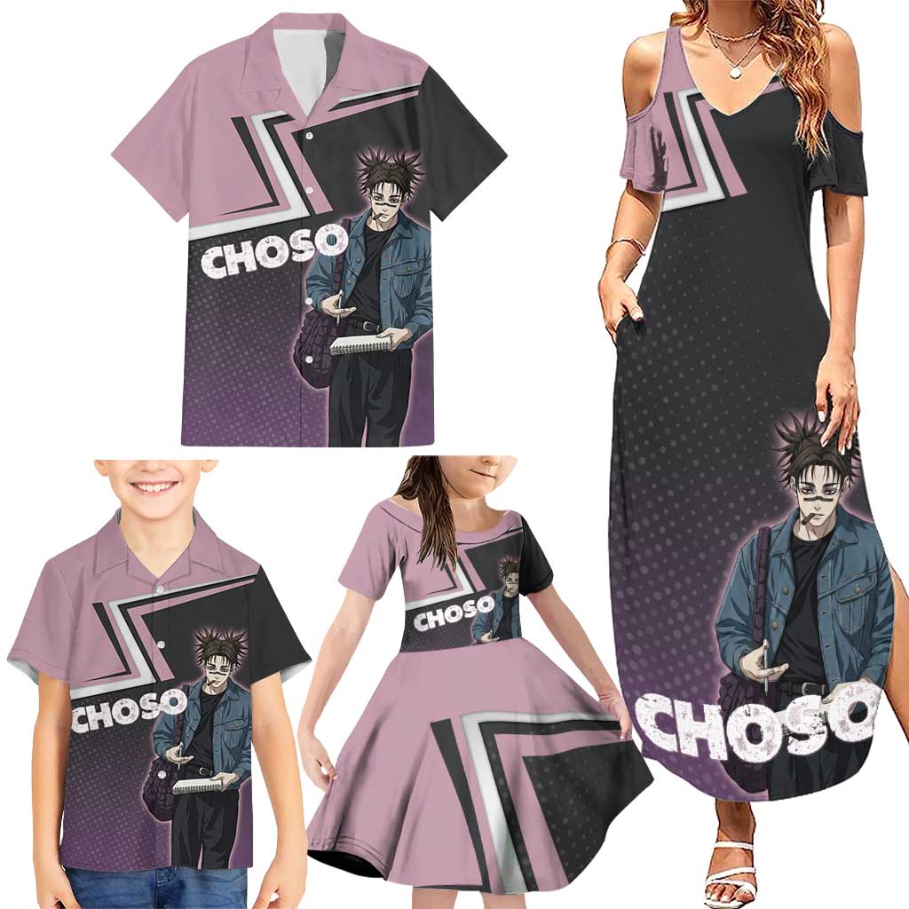 Choso Family Matching Summer Maxi Dress and Hawaiian Shirt Jujutsu Kaisen Street Artist Aesthetic