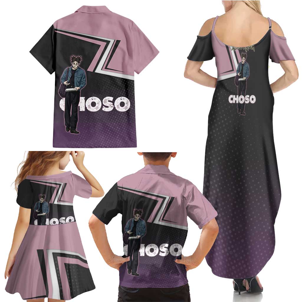 Choso Family Matching Summer Maxi Dress and Hawaiian Shirt Jujutsu Kaisen Street Artist Aesthetic