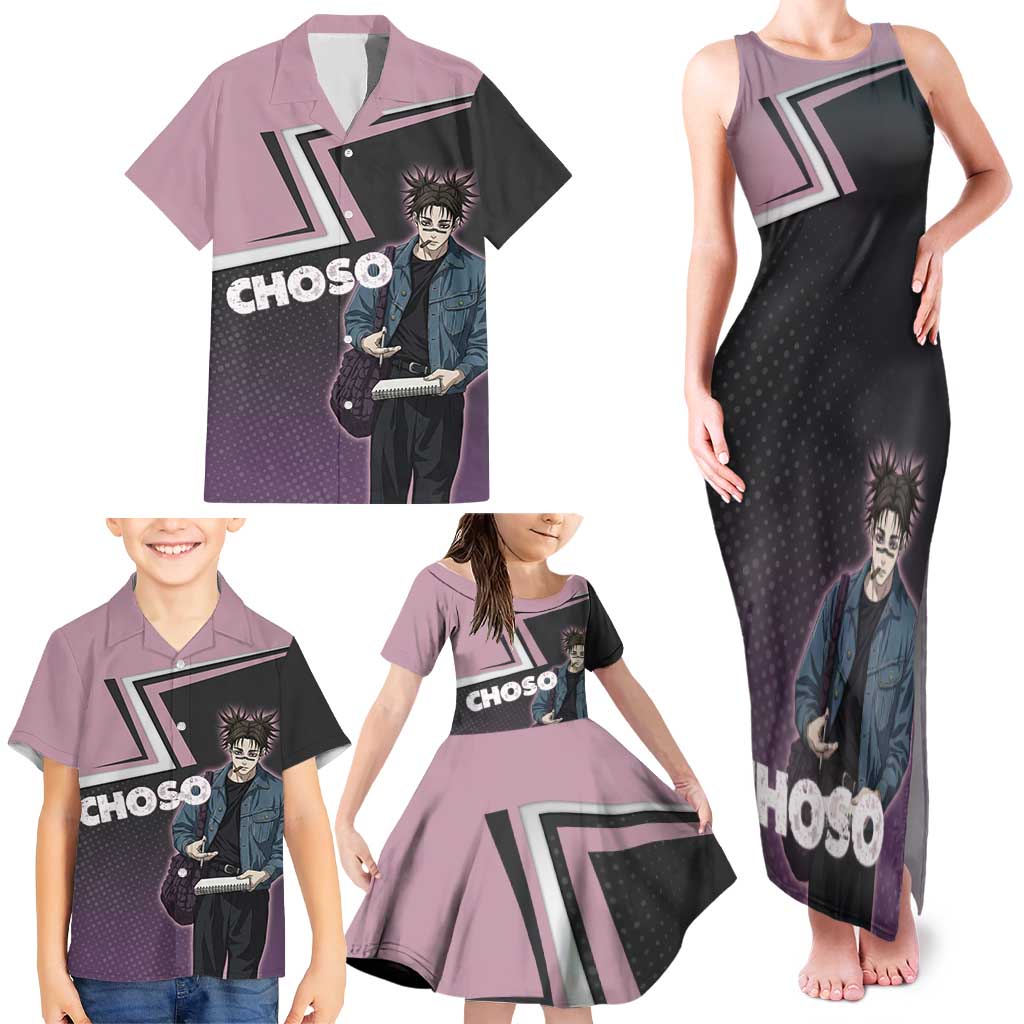 Choso Family Matching Tank Maxi Dress and Hawaiian Shirt Jujutsu Kaisen Street Artist Aesthetic