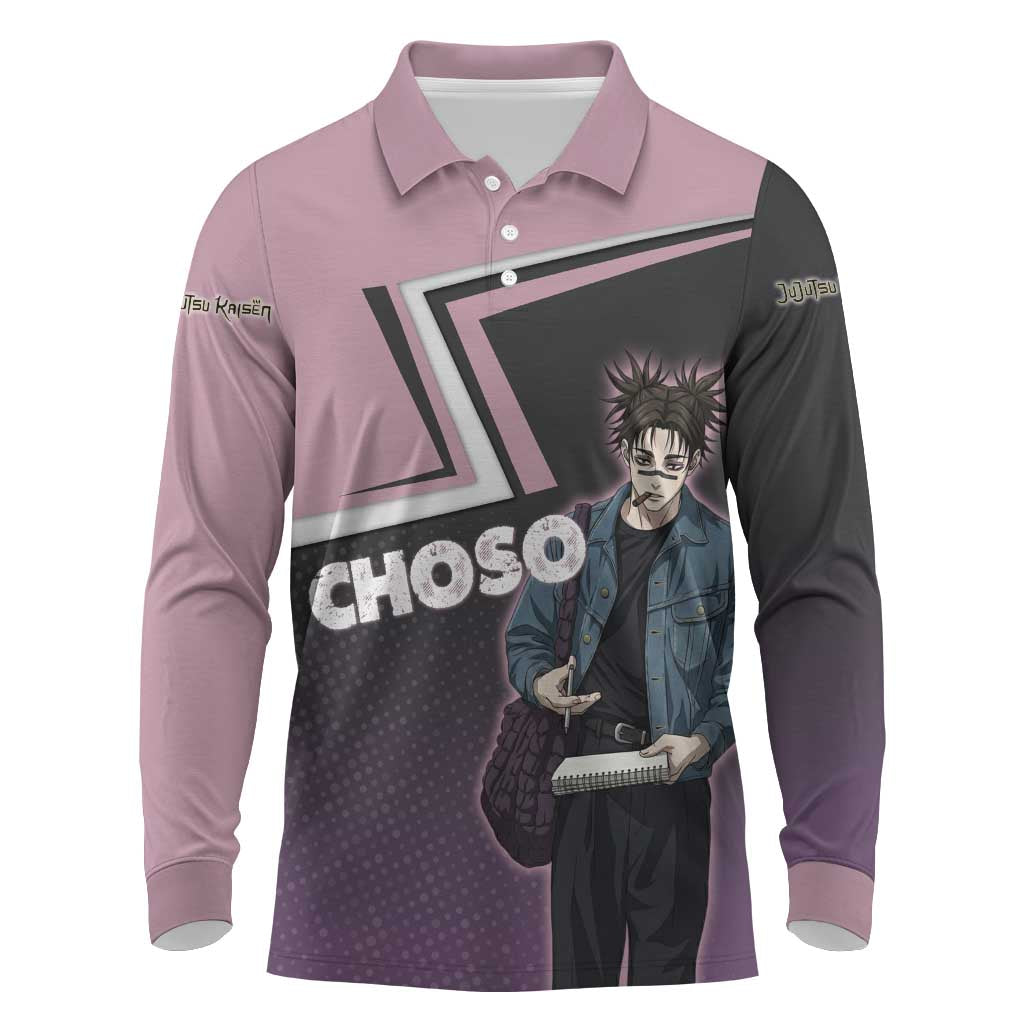 Choso Long Sleeve Polo Shirt Jujutsu Kaisen Street Artist Aesthetic
