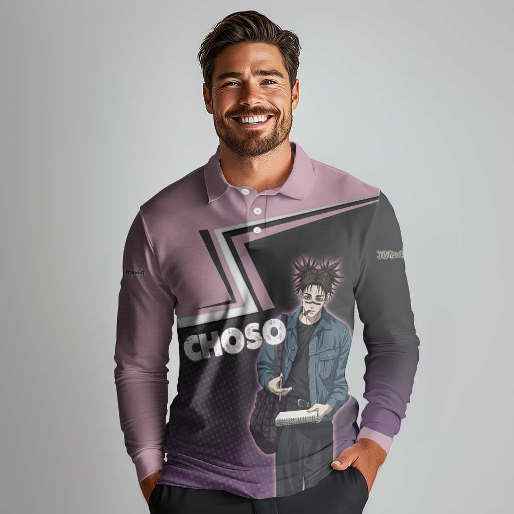 Choso Long Sleeve Polo Shirt Jujutsu Kaisen Street Artist Aesthetic
