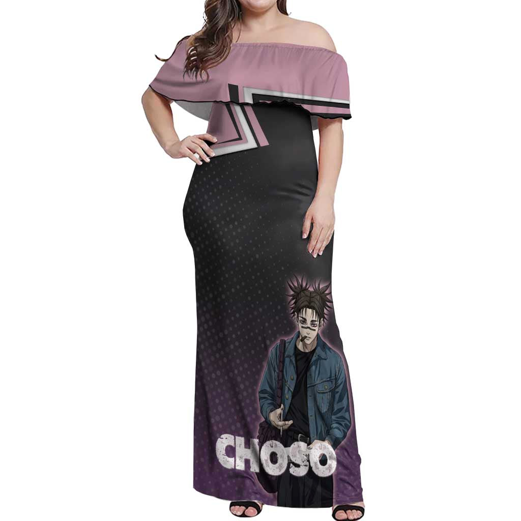 Choso Off Shoulder Maxi Dress Jujutsu Kaisen Street Artist Aesthetic