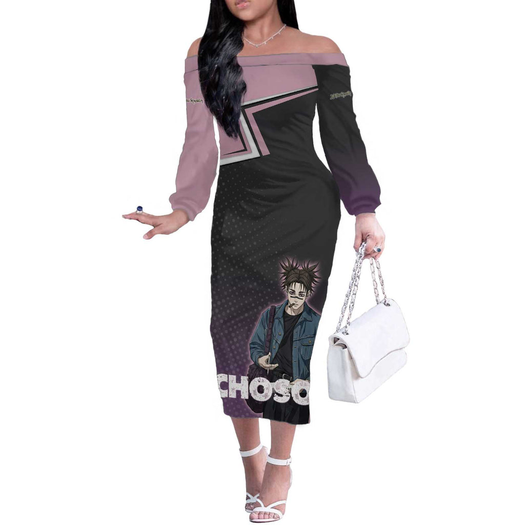 Choso Off The Shoulder Long Sleeve Dress Jujutsu Kaisen Street Artist Aesthetic