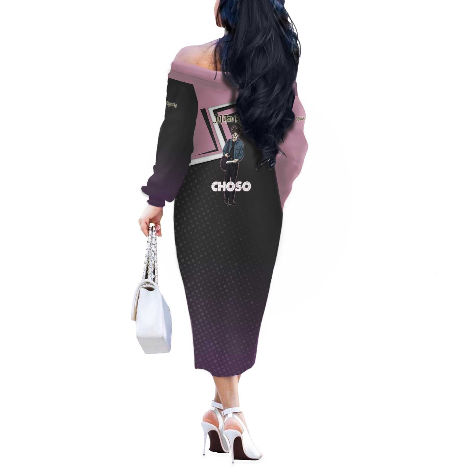 Choso Off The Shoulder Long Sleeve Dress Jujutsu Kaisen Street Artist Aesthetic