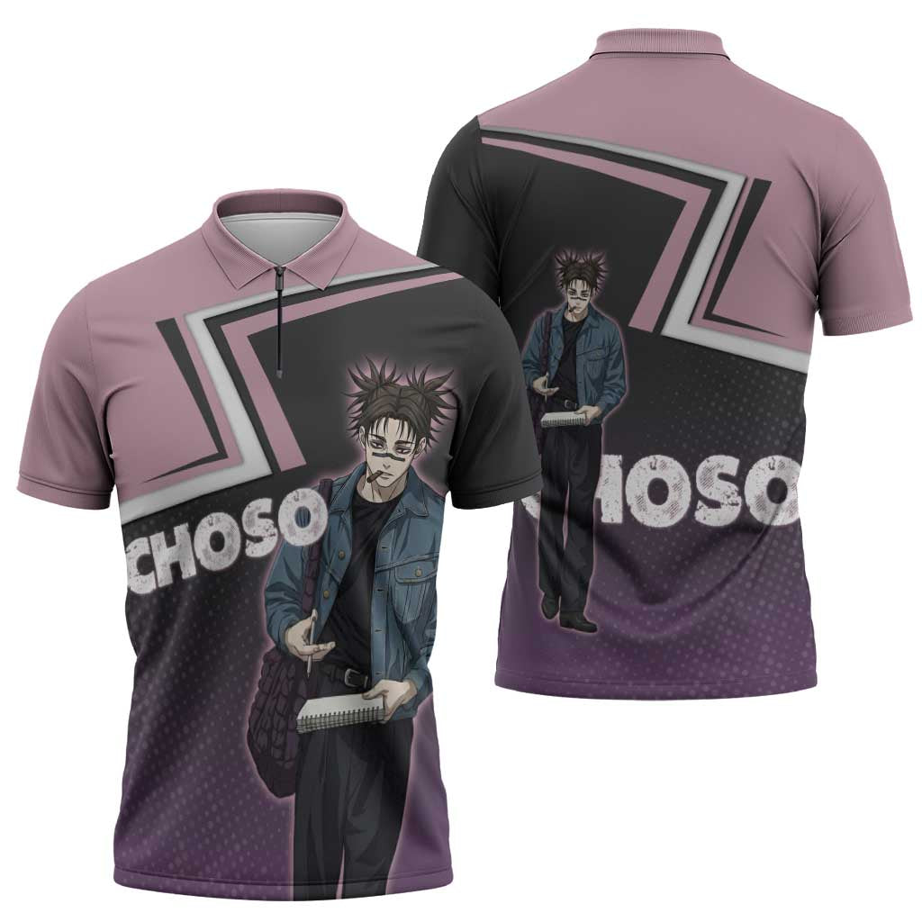 Choso Zipper Polo Shirt Jujutsu Kaisen Street Artist Aesthetic
