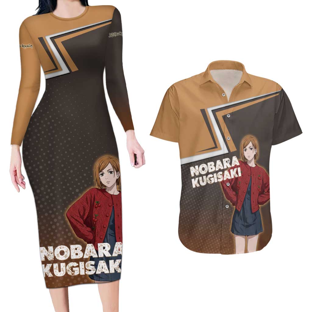 Nobara Kugisaki Couples Matching Long Sleeve Bodycon Dress and Hawaiian Shirt Jujutsu Kaisen Casual Chic Style