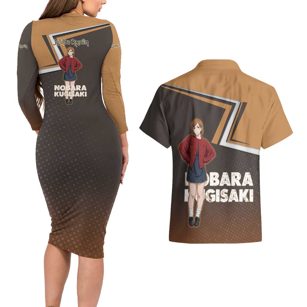 Nobara Kugisaki Couples Matching Long Sleeve Bodycon Dress and Hawaiian Shirt Jujutsu Kaisen Casual Chic Style
