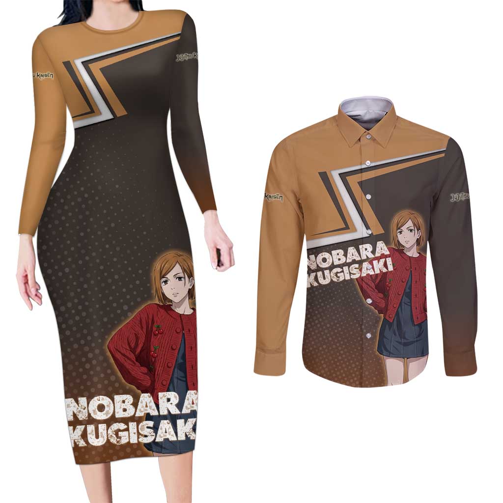 Nobara Kugisaki Couples Matching Long Sleeve Bodycon Dress and Long Sleeve Button Shirt Jujutsu Kaisen Casual Chic Style
