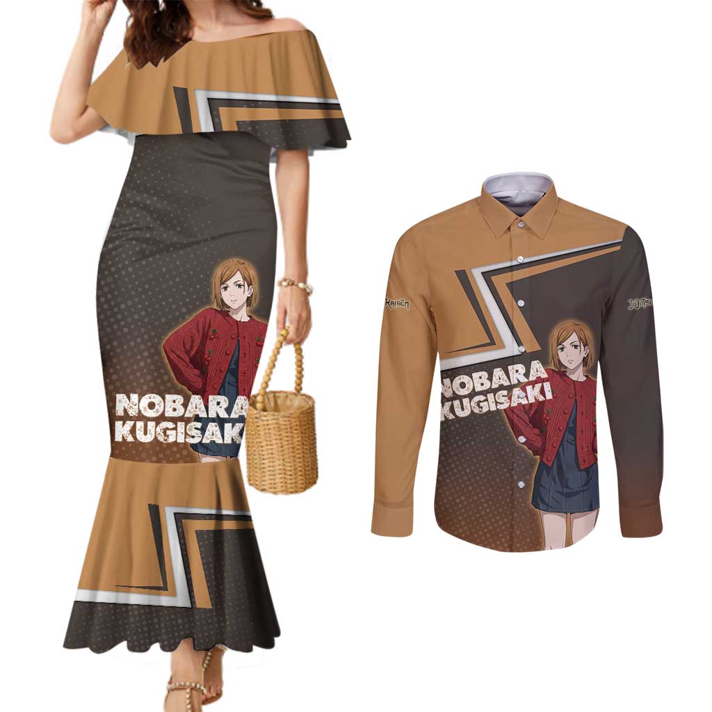 Nobara Kugisaki Couples Matching Mermaid Dress and Long Sleeve Button Shirt Jujutsu Kaisen Casual Chic Style