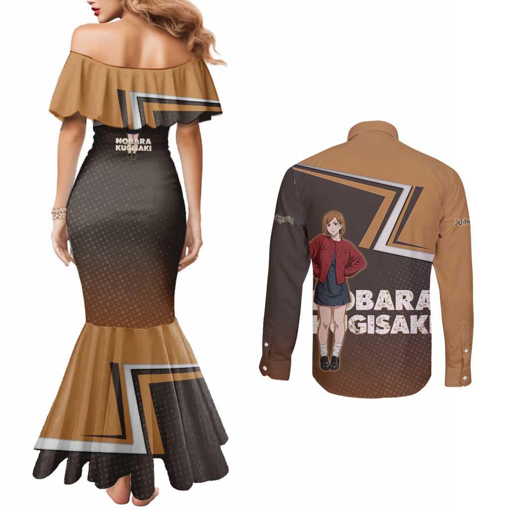 Nobara Kugisaki Couples Matching Mermaid Dress and Long Sleeve Button Shirt Jujutsu Kaisen Casual Chic Style