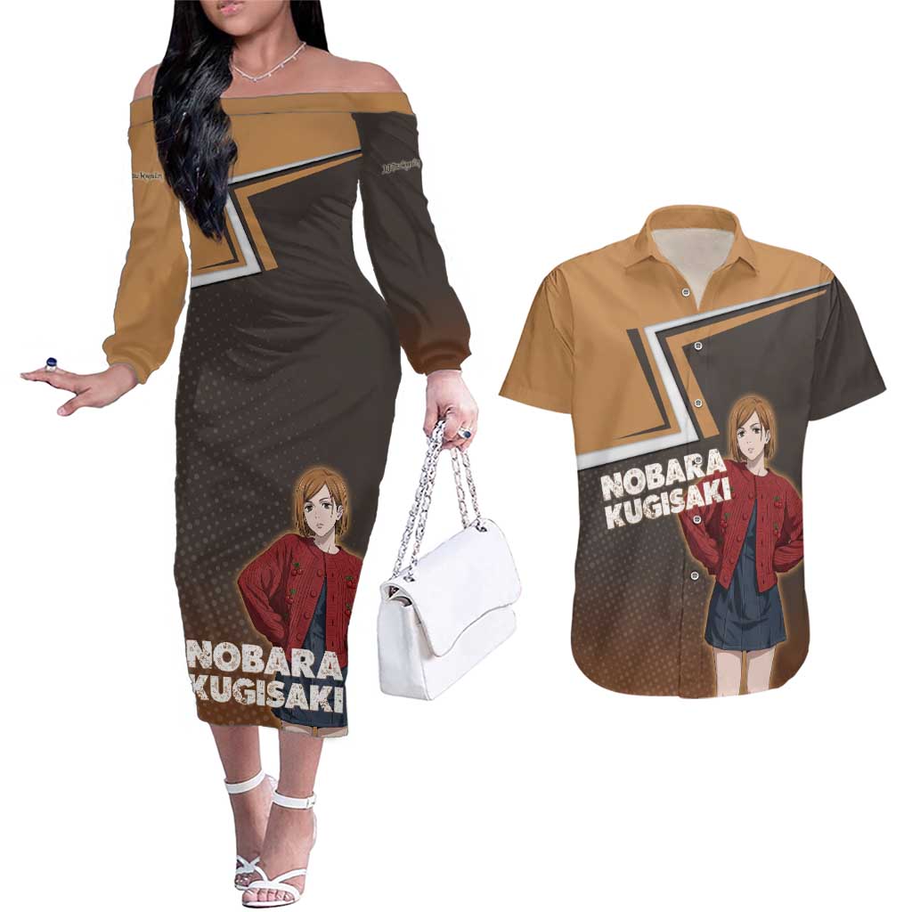 Nobara Kugisaki Couples Matching Off The Shoulder Long Sleeve Dress and Hawaiian Shirt Jujutsu Kaisen Casual Chic Style
