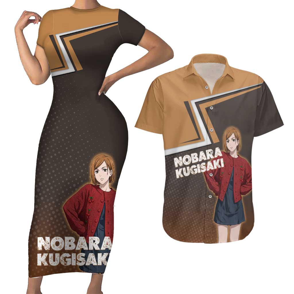 Nobara Kugisaki Couples Matching Short Sleeve Bodycon Dress and Hawaiian Shirt Jujutsu Kaisen Casual Chic Style