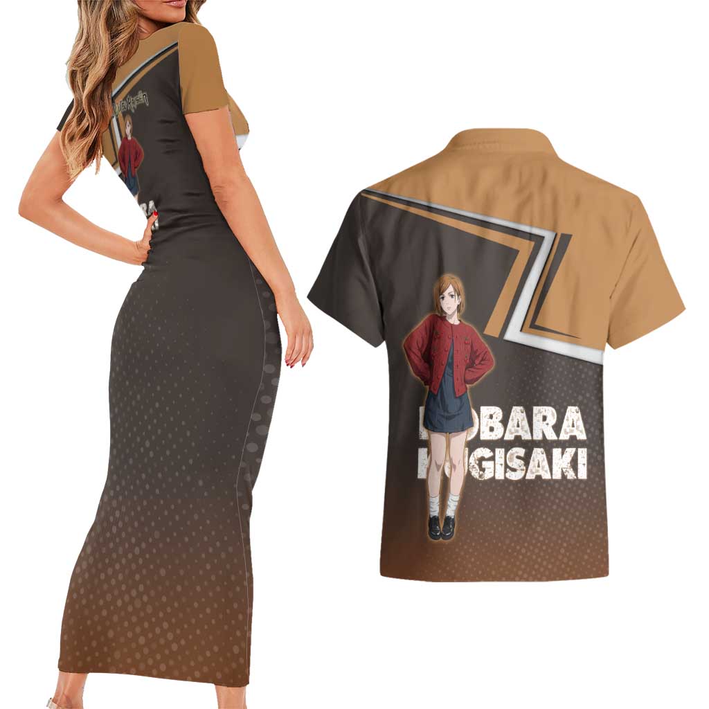 Nobara Kugisaki Couples Matching Short Sleeve Bodycon Dress and Hawaiian Shirt Jujutsu Kaisen Casual Chic Style