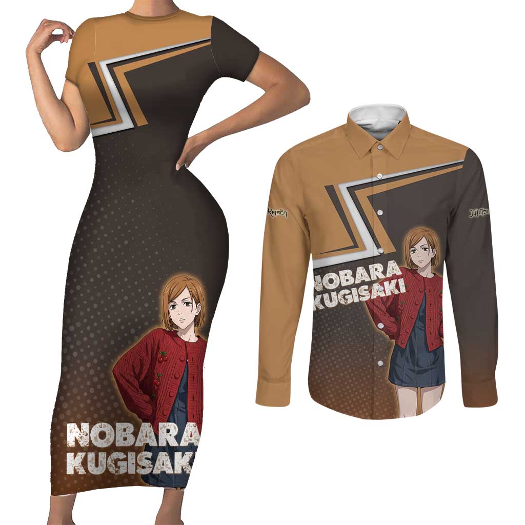 Nobara Kugisaki Couples Matching Short Sleeve Bodycon Dress and Long Sleeve Button Shirt Jujutsu Kaisen Casual Chic Style