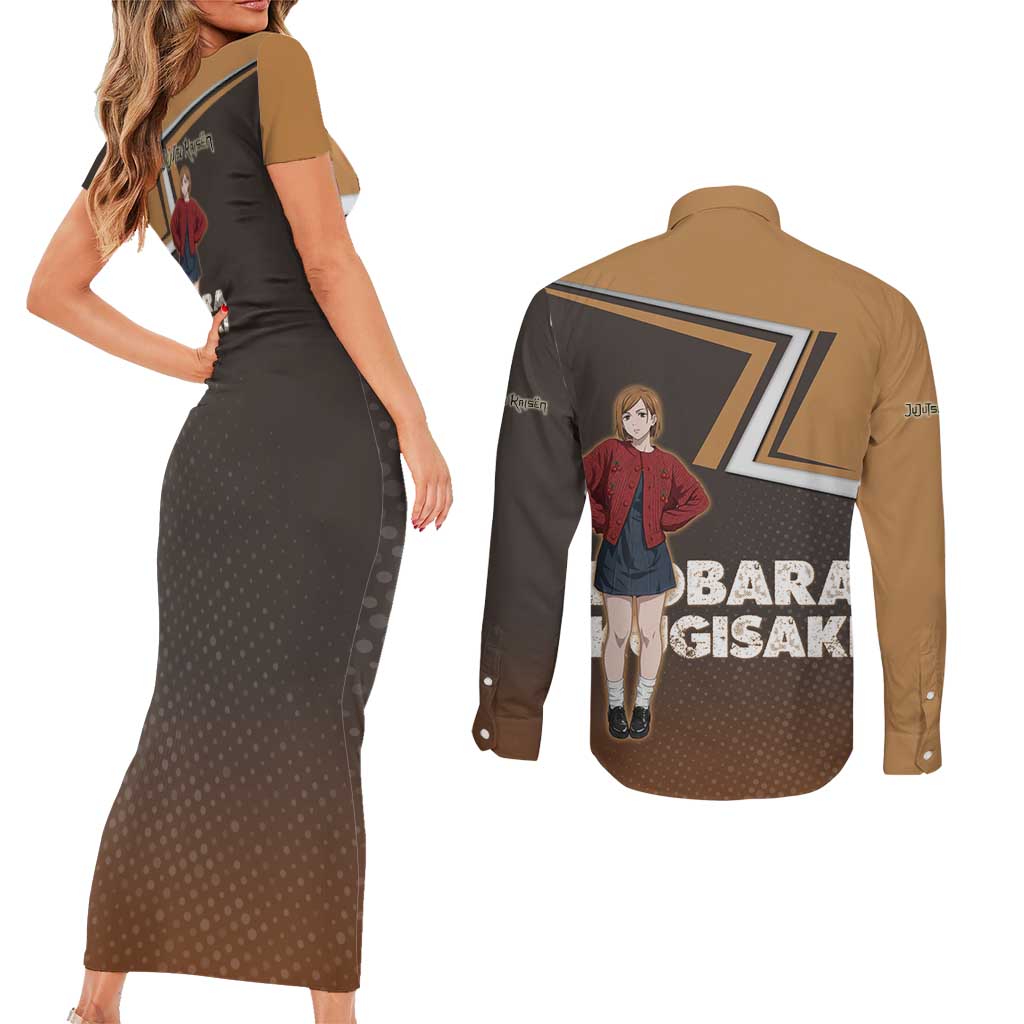 Nobara Kugisaki Couples Matching Short Sleeve Bodycon Dress and Long Sleeve Button Shirt Jujutsu Kaisen Casual Chic Style