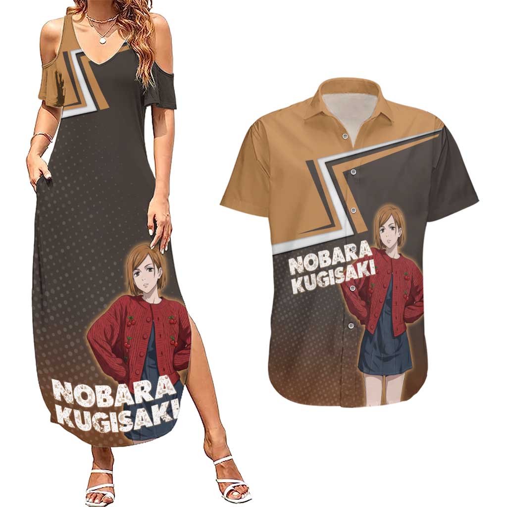 Nobara Kugisaki Couples Matching Summer Maxi Dress and Hawaiian Shirt Jujutsu Kaisen Casual Chic Style