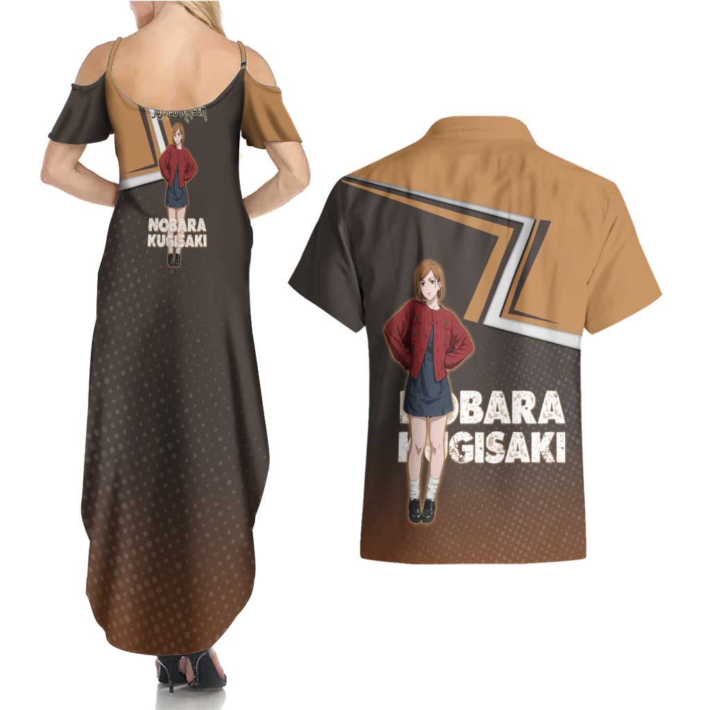 Nobara Kugisaki Couples Matching Summer Maxi Dress and Hawaiian Shirt Jujutsu Kaisen Casual Chic Style