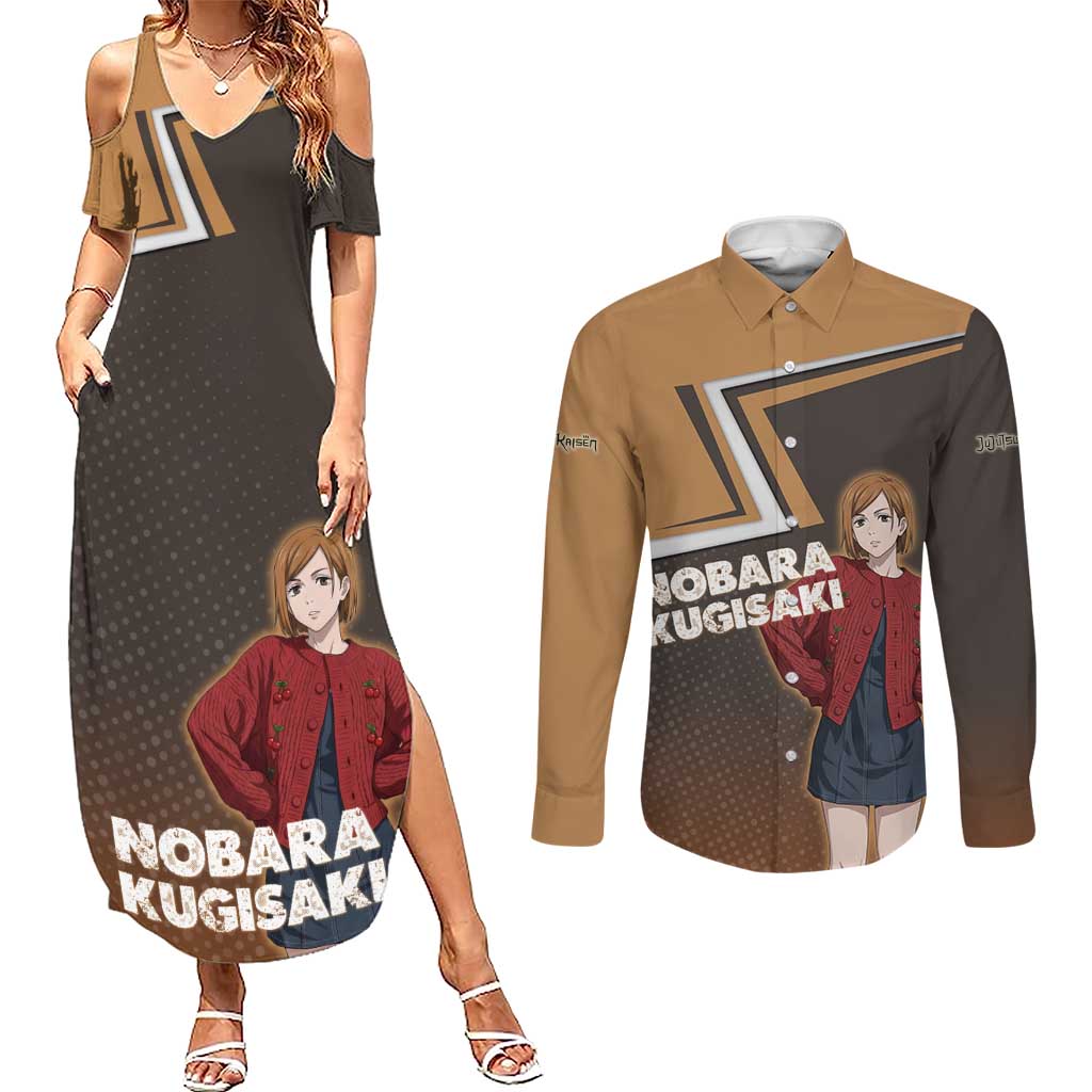 Nobara Kugisaki Couples Matching Summer Maxi Dress and Long Sleeve Button Shirt Jujutsu Kaisen Casual Chic Style