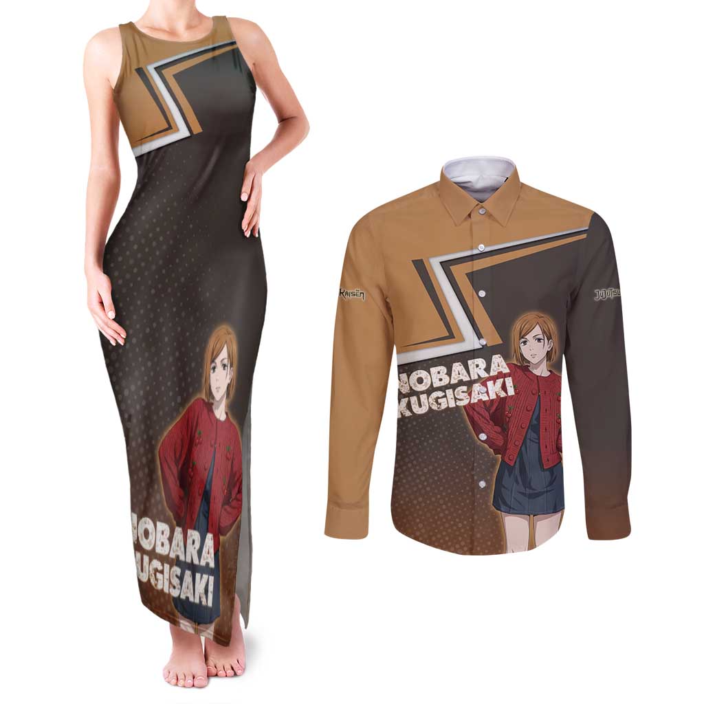 Nobara Kugisaki Couples Matching Tank Maxi Dress and Long Sleeve Button Shirt Jujutsu Kaisen Casual Chic Style