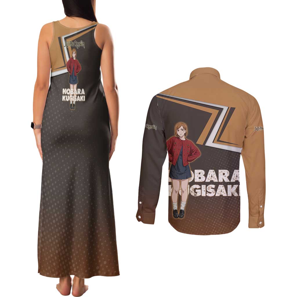 Nobara Kugisaki Couples Matching Tank Maxi Dress and Long Sleeve Button Shirt Jujutsu Kaisen Casual Chic Style
