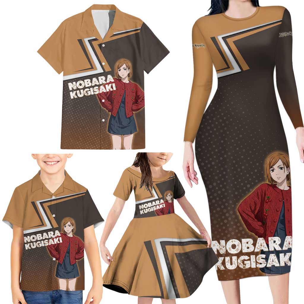 Nobara Kugisaki Family Matching Long Sleeve Bodycon Dress and Hawaiian Shirt Jujutsu Kaisen Casual Chic Style