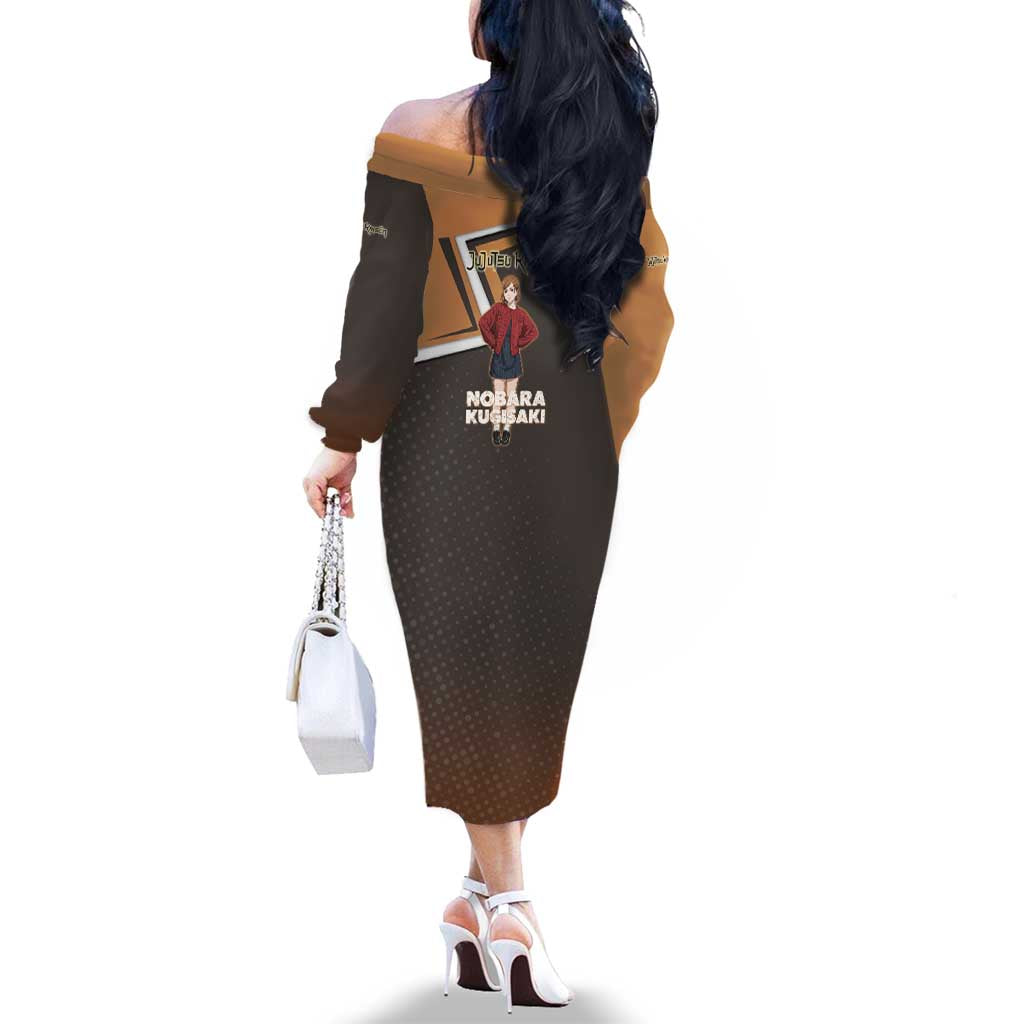 Nobara Kugisaki Family Matching Off The Shoulder Long Sleeve Dress and Hawaiian Shirt Jujutsu Kaisen Casual Chic Style