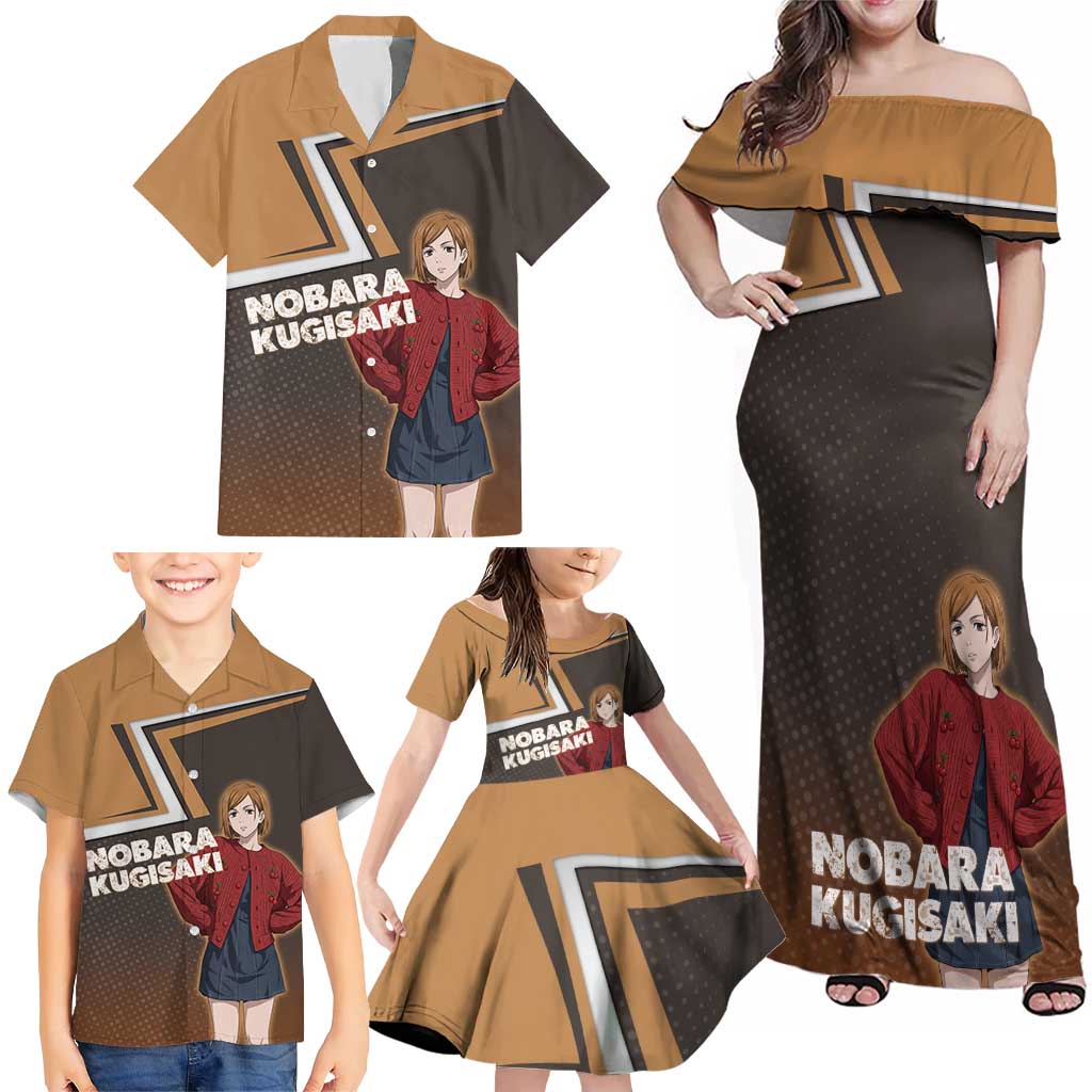 Nobara Kugisaki Family Matching Off Shoulder Maxi Dress and Hawaiian Shirt Jujutsu Kaisen Casual Chic Style