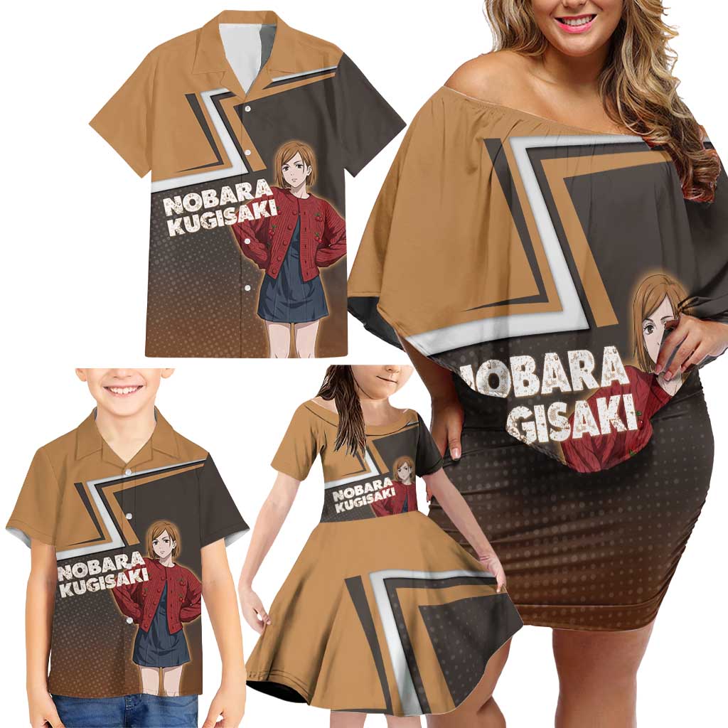 Nobara Kugisaki Family Matching Off Shoulder Short Dress and Hawaiian Shirt Jujutsu Kaisen Casual Chic Style