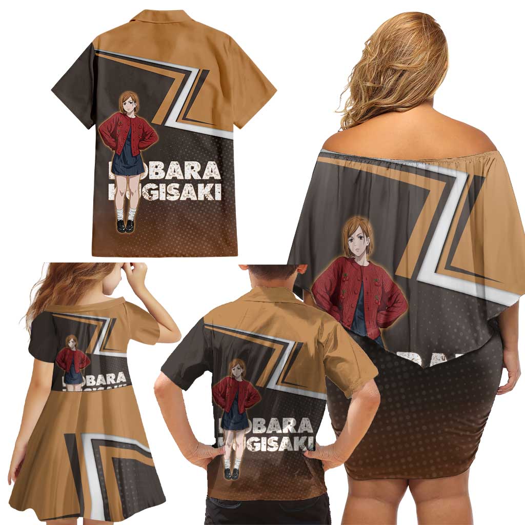 Nobara Kugisaki Family Matching Off Shoulder Short Dress and Hawaiian Shirt Jujutsu Kaisen Casual Chic Style