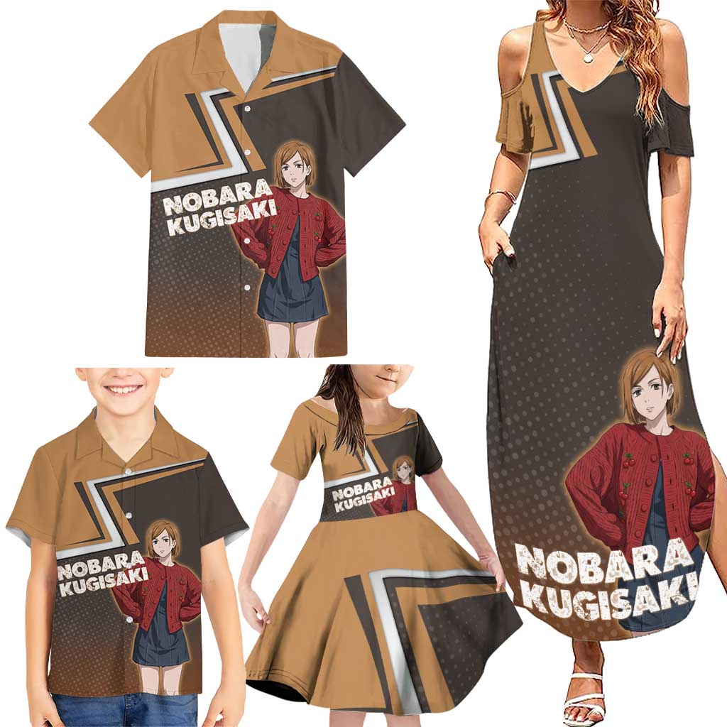 Nobara Kugisaki Family Matching Summer Maxi Dress and Hawaiian Shirt Jujutsu Kaisen Casual Chic Style