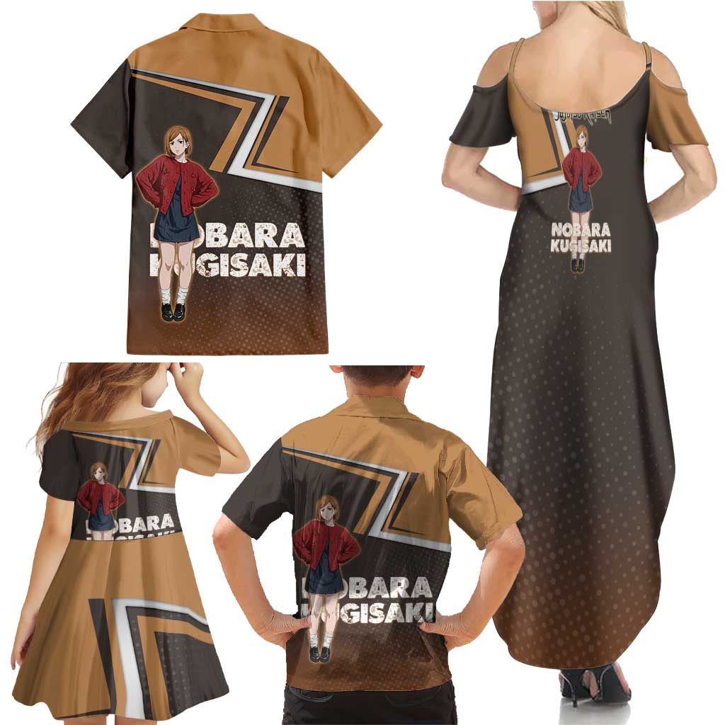 Nobara Kugisaki Family Matching Summer Maxi Dress and Hawaiian Shirt Jujutsu Kaisen Casual Chic Style