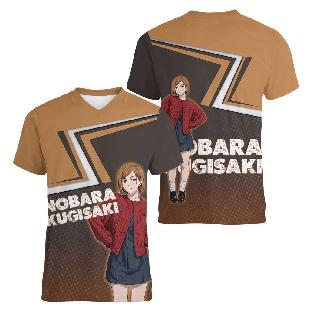 Nobara Kugisaki Women V-Neck T-Shirt Jujutsu Kaisen Casual Chic Style