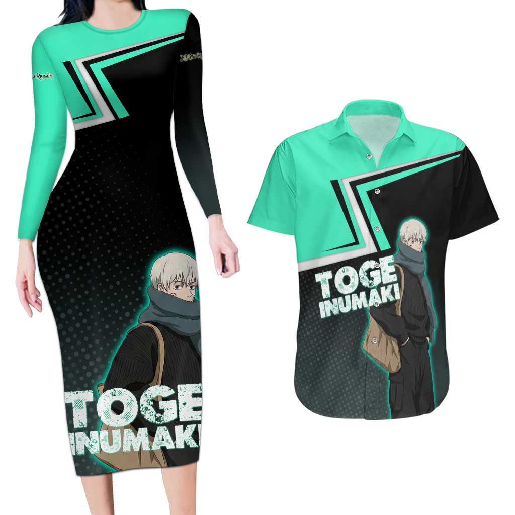 Toge Inumaki Couples Matching Long Sleeve Bodycon Dress and Hawaiian Shirt Jujutsu Kaisen Winter Streetwear Aesthetic