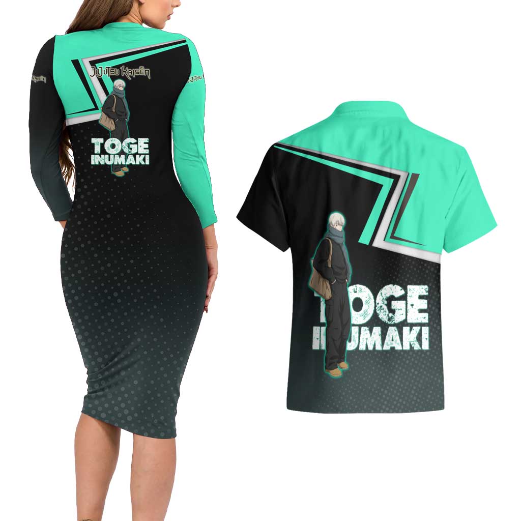 Toge Inumaki Couples Matching Long Sleeve Bodycon Dress and Hawaiian Shirt Jujutsu Kaisen Winter Streetwear Aesthetic