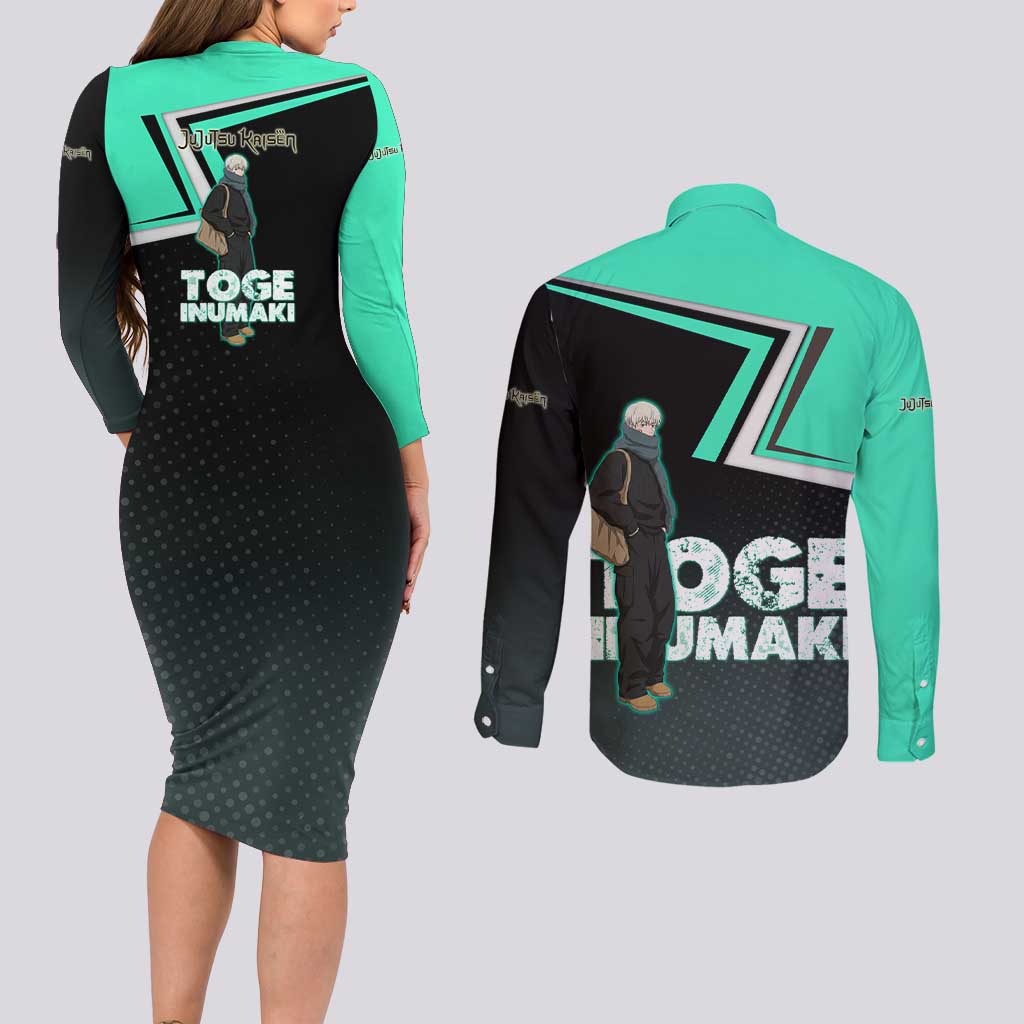 Toge Inumaki Couples Matching Long Sleeve Bodycon Dress and Long Sleeve Button Shirt Jujutsu Kaisen Winter Streetwear Aesthetic