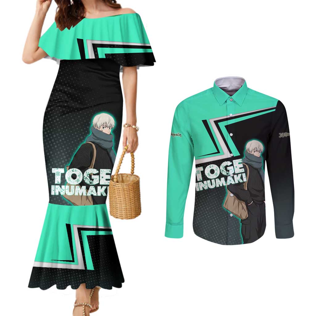 Toge Inumaki Couples Matching Mermaid Dress and Long Sleeve Button Shirt Jujutsu Kaisen Winter Streetwear Aesthetic