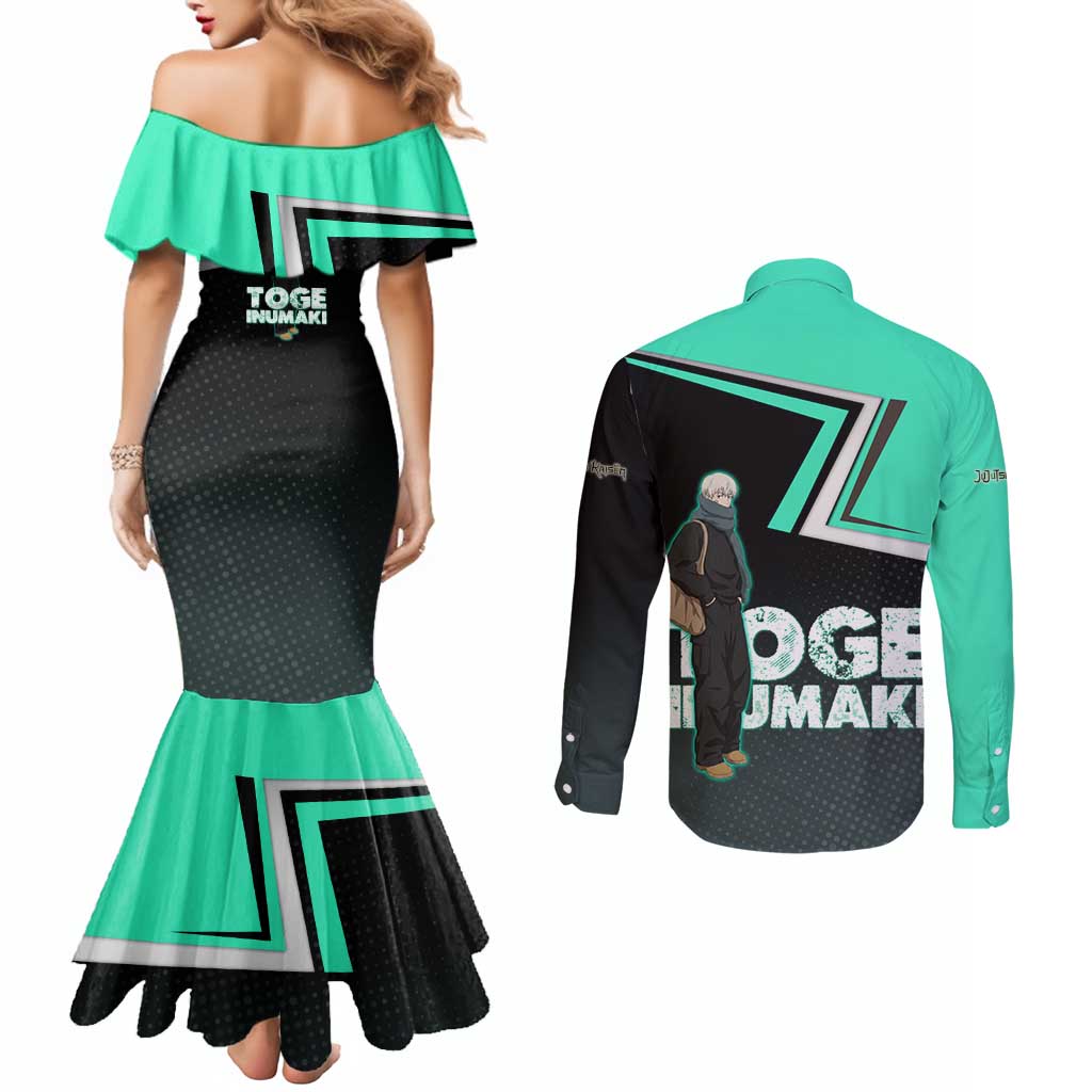 Toge Inumaki Couples Matching Mermaid Dress and Long Sleeve Button Shirt Jujutsu Kaisen Winter Streetwear Aesthetic