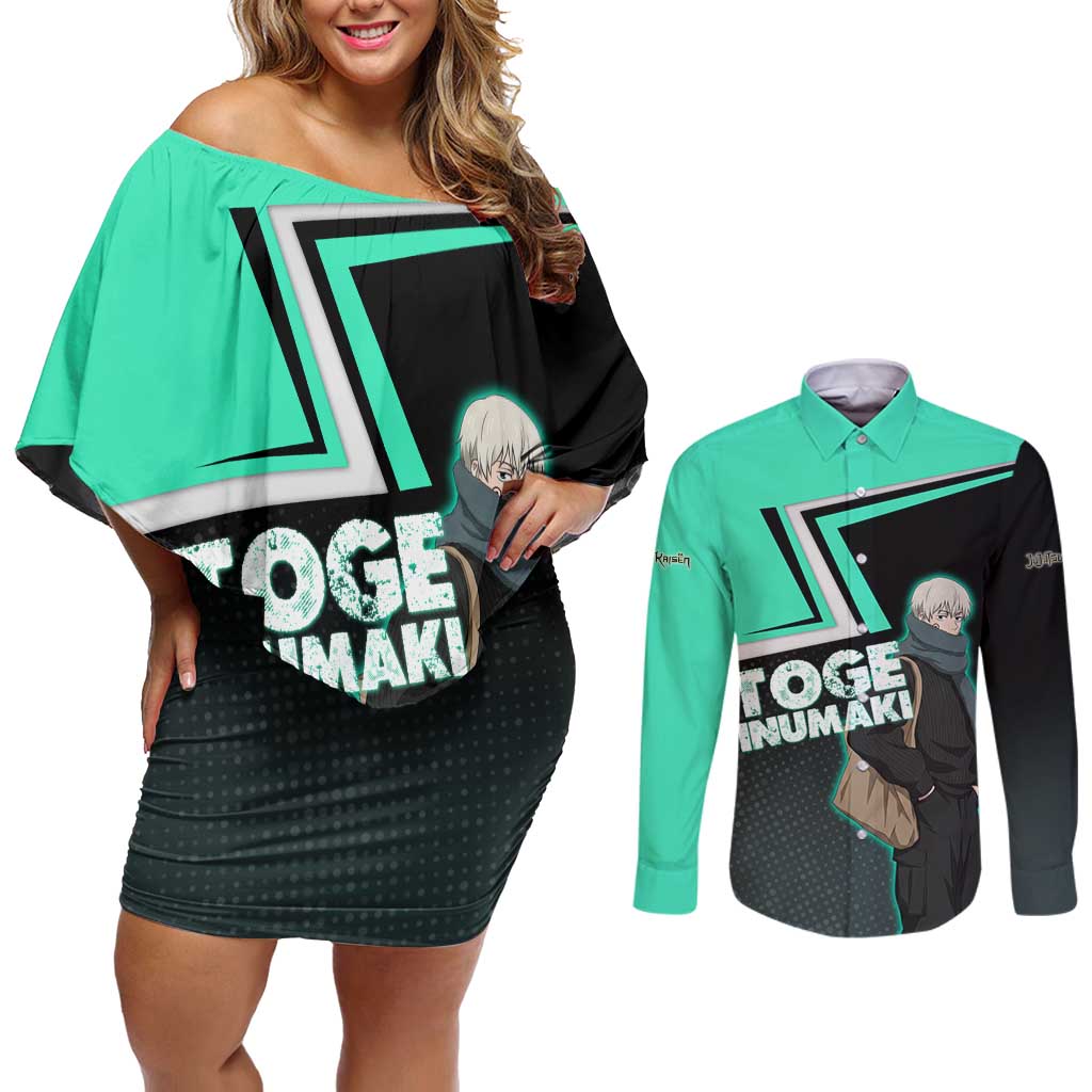 Toge Inumaki Couples Matching Off Shoulder Short Dress and Long Sleeve Button Shirt Jujutsu Kaisen Winter Streetwear Aesthetic
