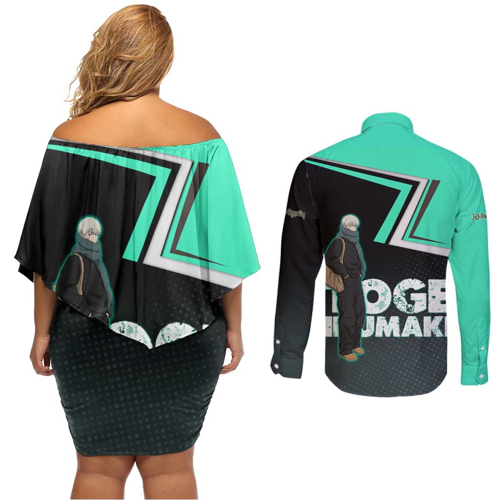 Toge Inumaki Couples Matching Off Shoulder Short Dress and Long Sleeve Button Shirt Jujutsu Kaisen Winter Streetwear Aesthetic