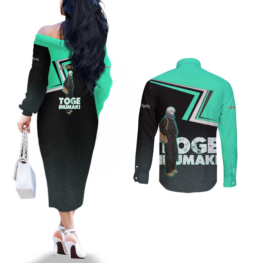Toge Inumaki Couples Matching Off The Shoulder Long Sleeve Dress and Long Sleeve Button Shirt Jujutsu Kaisen Winter Streetwear Aesthetic