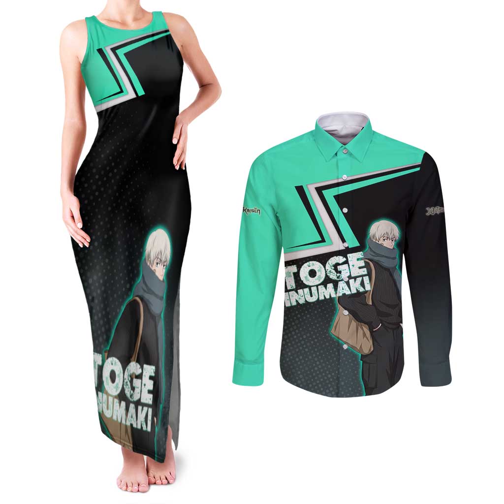 Toge Inumaki Couples Matching Tank Maxi Dress and Long Sleeve Button Shirt Jujutsu Kaisen Winter Streetwear Aesthetic