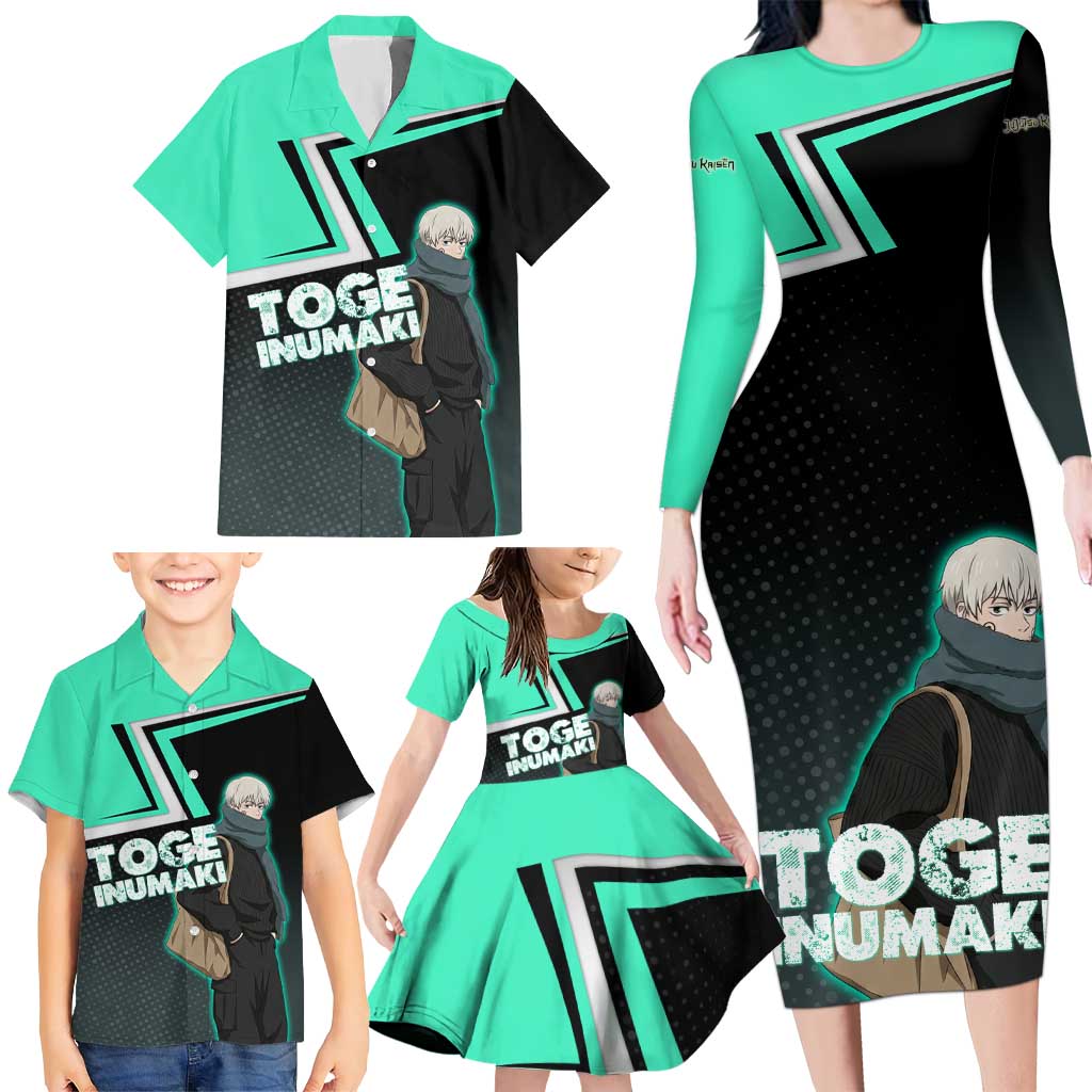Toge Inumaki Family Matching Long Sleeve Bodycon Dress and Hawaiian Shirt Jujutsu Kaisen Winter Streetwear Aesthetic