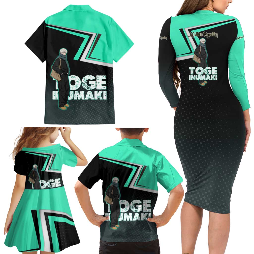 Toge Inumaki Family Matching Long Sleeve Bodycon Dress and Hawaiian Shirt Jujutsu Kaisen Winter Streetwear Aesthetic