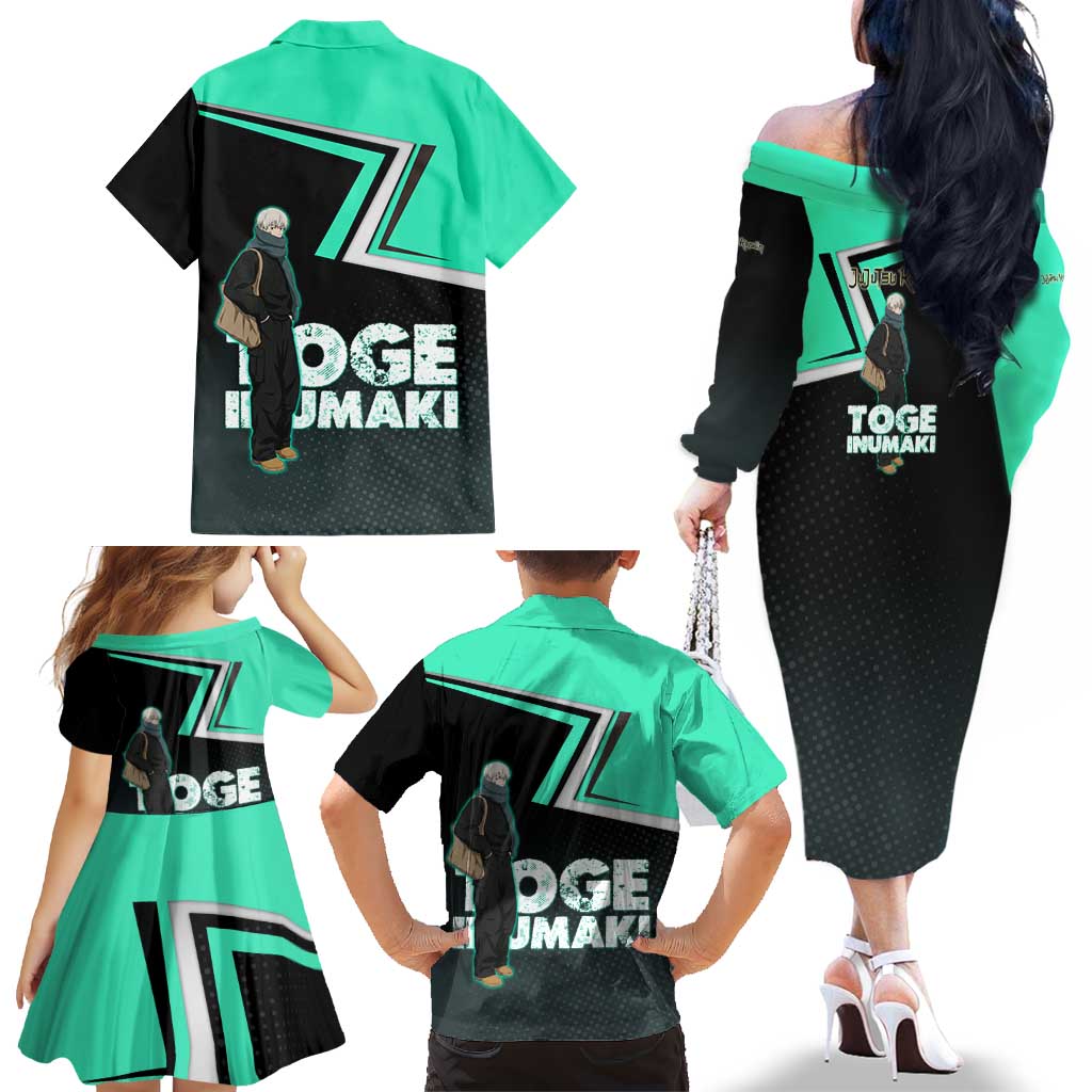 Toge Inumaki Family Matching Off The Shoulder Long Sleeve Dress and Hawaiian Shirt Jujutsu Kaisen Winter Streetwear Aesthetic