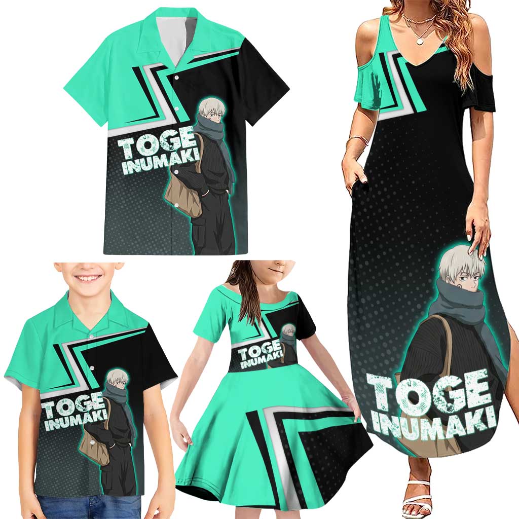 Toge Inumaki Family Matching Summer Maxi Dress and Hawaiian Shirt Jujutsu Kaisen Winter Streetwear Aesthetic