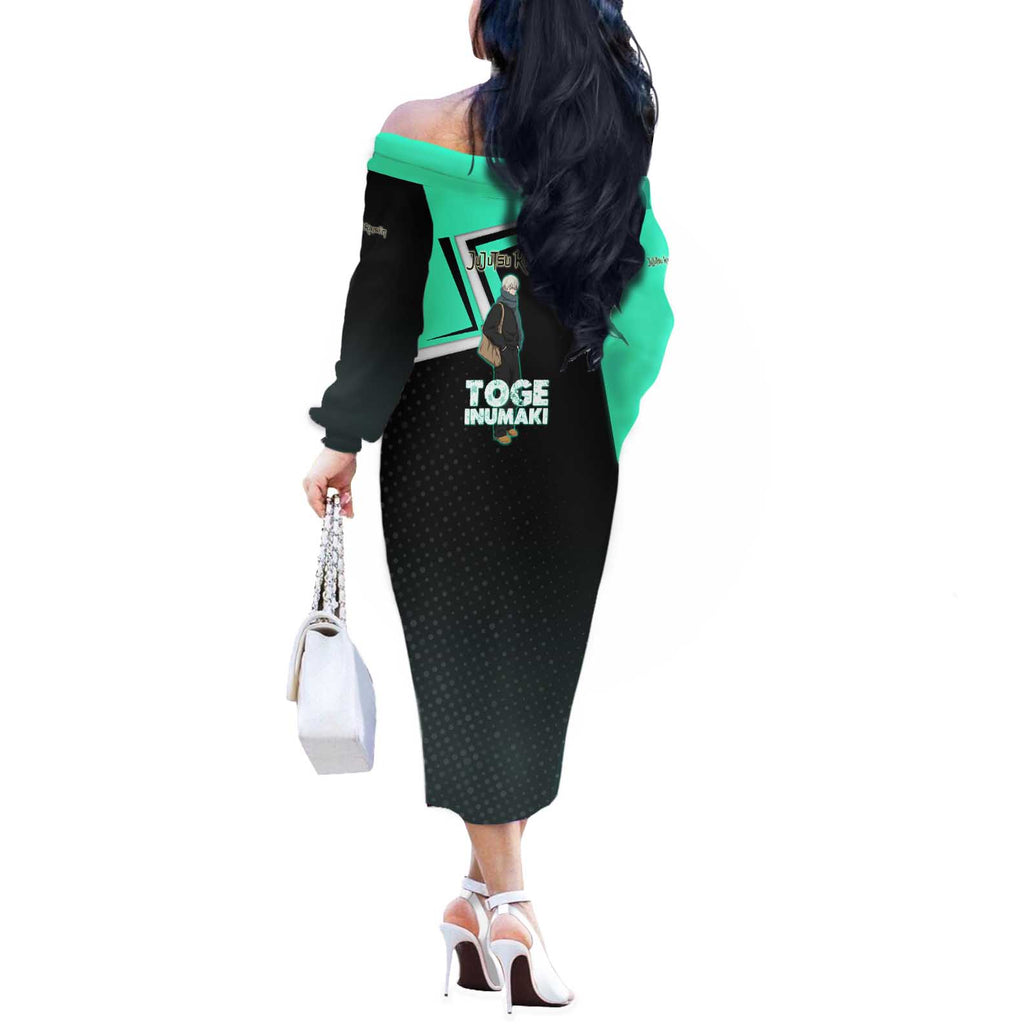 Toge Inumaki Off The Shoulder Long Sleeve Dress Jujutsu Kaisen Winter Streetwear Aesthetic