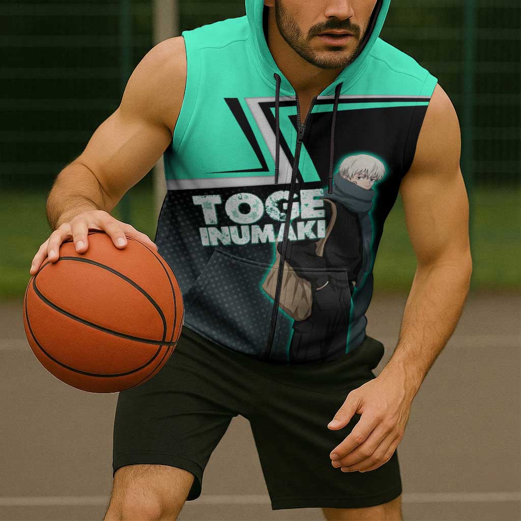 Toge Inumaki Sleeveless Zip Hoodie Jujutsu Kaisen Winter Streetwear Aesthetic