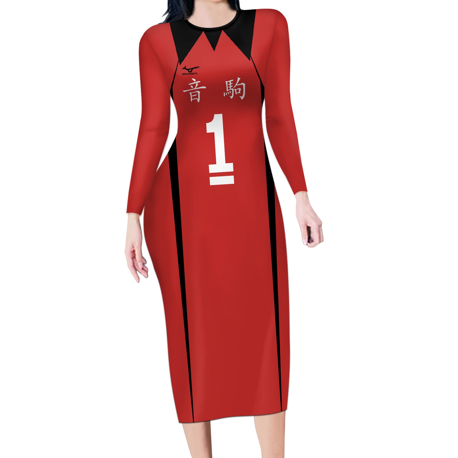 Nekoma Tetsuro Kuroo - Number 1 Uniform Anime Long Sleeve Bodycon Dress